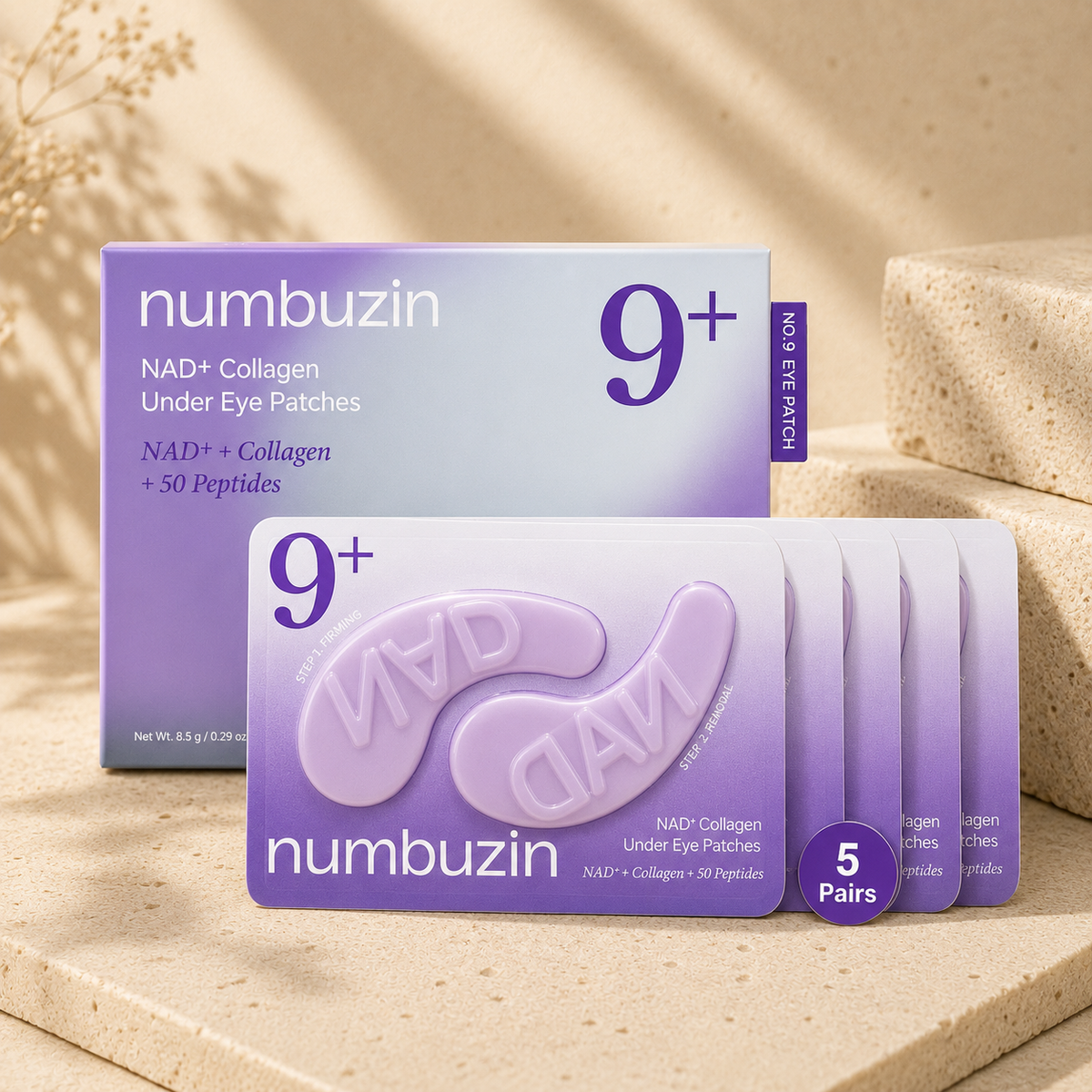 Numbuzin - No.9 NAD+ Collagen Under Eye Patches, 5 paia