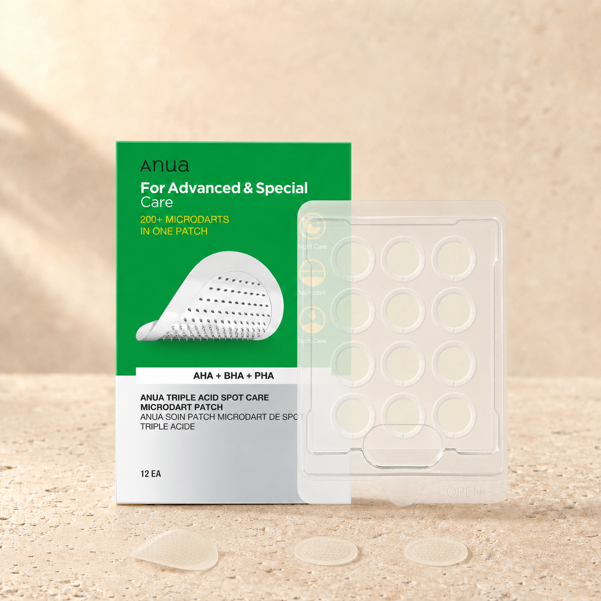 Anua - Triple Acid Spot Care Microdart Patch, 12 patch