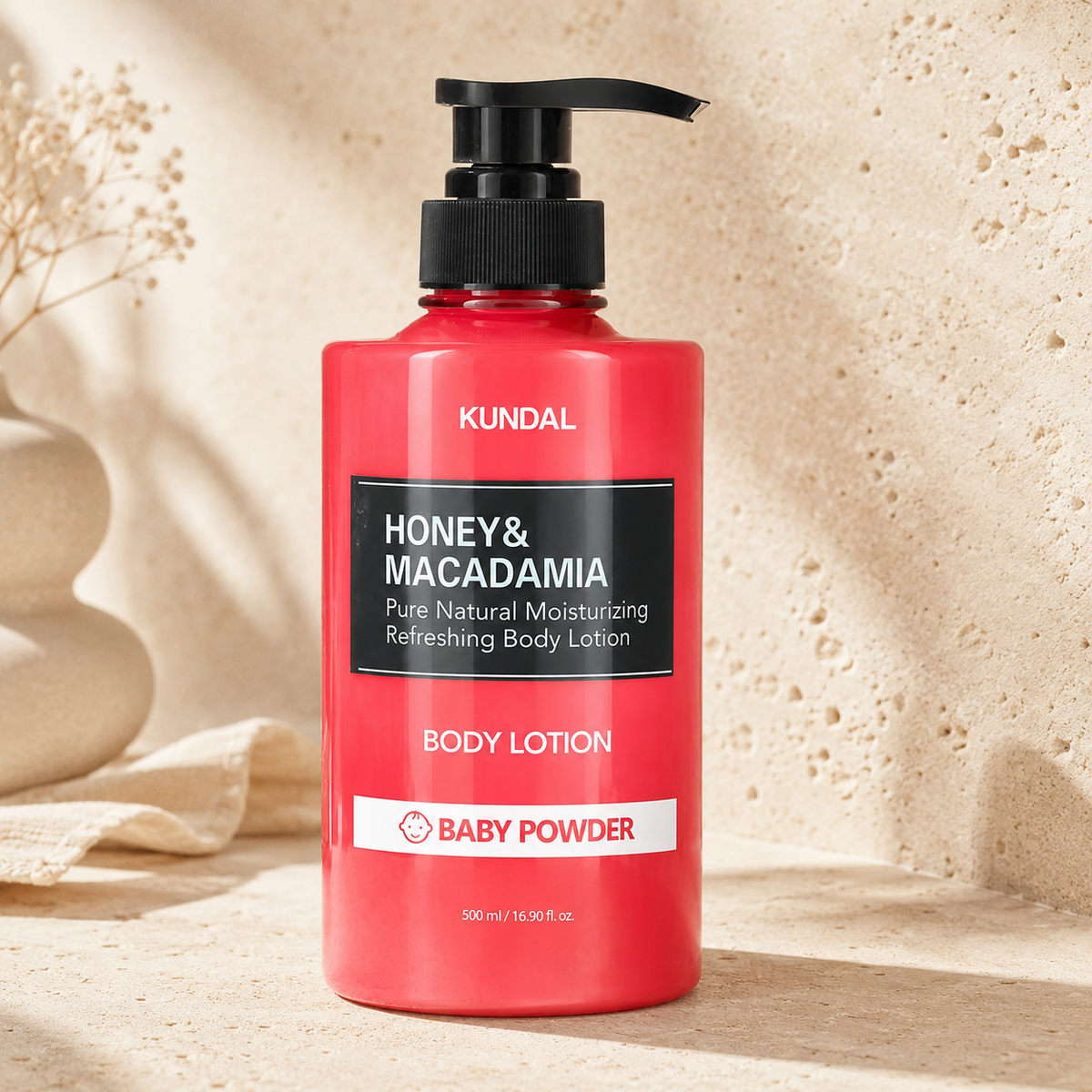 KUNDAL - Honey & Macadamia Pure Body Lotion (Baby Powder), 500 ml