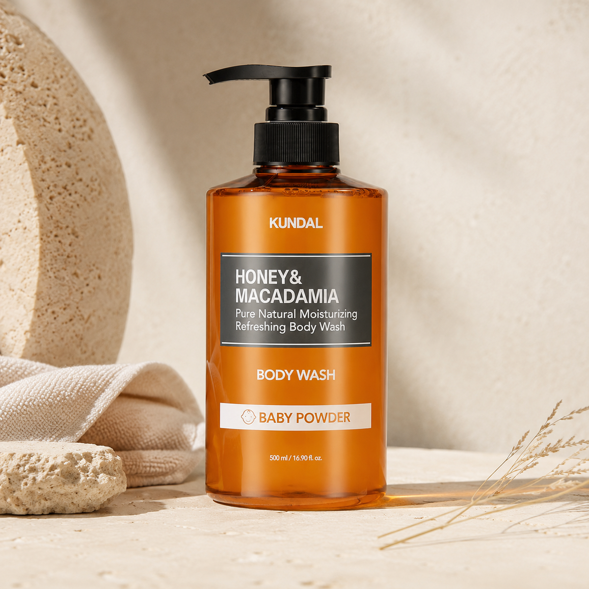 KUNDAL - Honey & Macadamia Pure Body Wash (Baby Powder), 500 ml