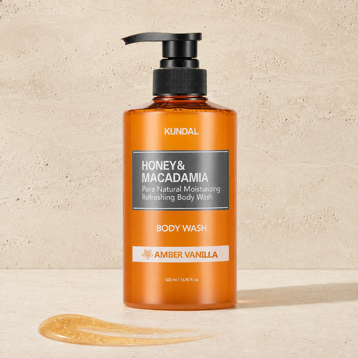 KUNDAL - Honey & Macadamia Pure Body Wash (Amber Vanilla), 500 ml